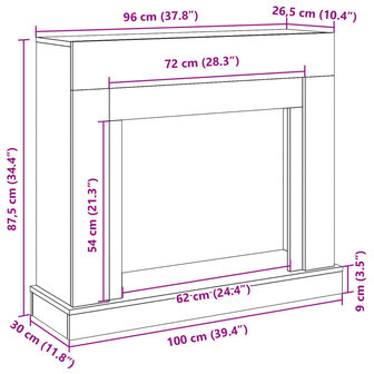 Haardombouw 100x30x87,5 cm bewerkt hout gerookt eikenkleurig 9