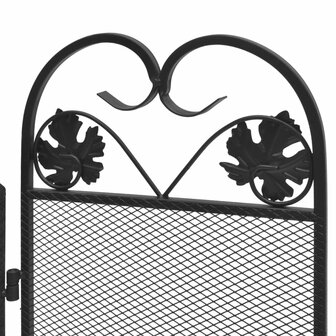 Haardscherm 3 panelen ijzer zwart 5