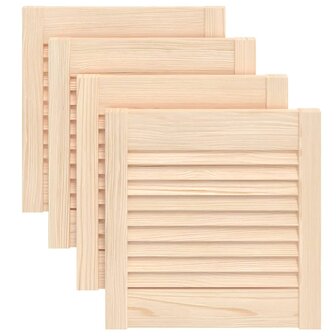 Kastdeuren met lamellen 4 st 39,5x39,4 cm massief grenenhout 2