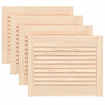Kastdeuren met lamellen 4 st 39,5x49,4 cm massief grenenhout 2