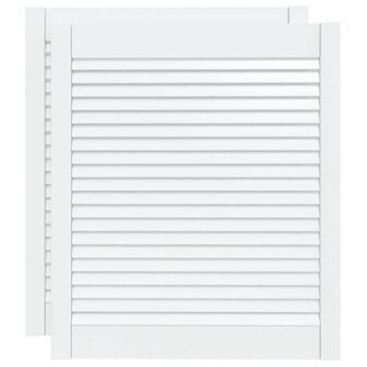 Kastdeuren met lamellen 2 st 69x59,4 cm massief grenenhout wit 2