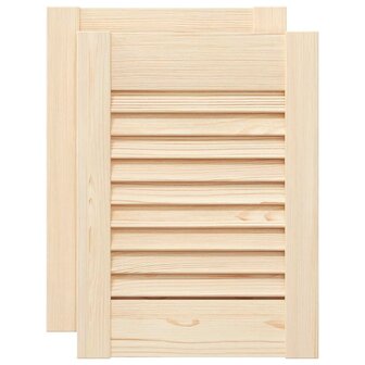 Kastdeuren met lamellen 2 st 39,5x29,5 cm massief grenenhout 2