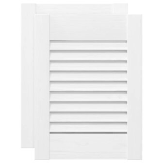 Kastdeuren louvredesign 2 st 39,5x29,5 cm wit 2