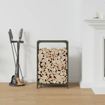 Brandhoutrek 44x28x65 cm koudgewalst staal olijfgroen 3