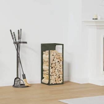 Brandhoutrek 25x25x60 cm koudgewalst staal olijfgroen 1