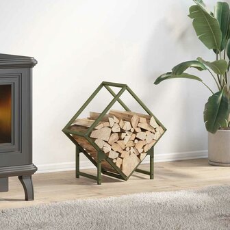 Brandhoutrek 50x25x50 cm koudgewalst staal olijfgroen 1