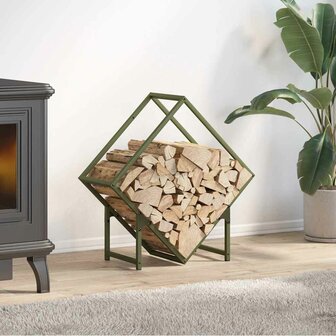 Brandhoutrek 60x25x60 cm koudgewalst staal olijfgroen 1