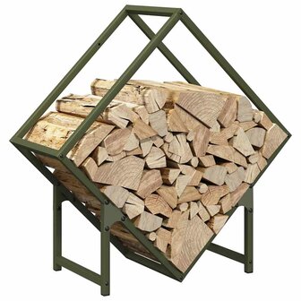 Brandhoutrek 60x25x60 cm koudgewalst staal olijfgroen 4