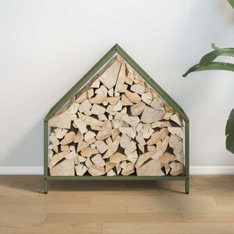 Brandhoutrek 60x25x60 cm koudgewalst staal olijfgroen 3