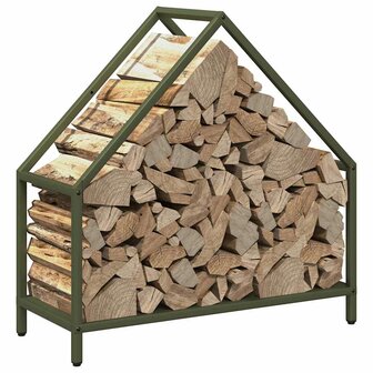 Brandhoutrek 60x25x60 cm koudgewalst staal olijfgroen 4