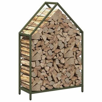 Brandhoutrek 60x25x90 cm koudgewalst staal olijfgroen 4