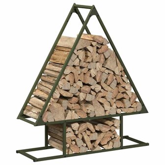Brandhoutrek olijfgroen 80x25x90 cm koudgewalst staal 4