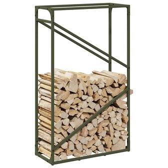 Brandhoutrek 60x25x100 cm koudgewalst staal olijfgroen 4