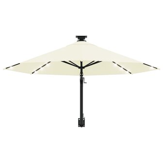Wandparasol met LED&amp;apos;s 300 cm zandkleurig 4