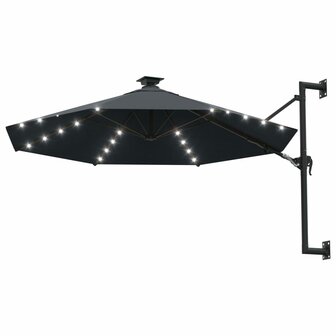 Wandparasol met LED&amp;apos;s 300 cm antracietkleurig 2