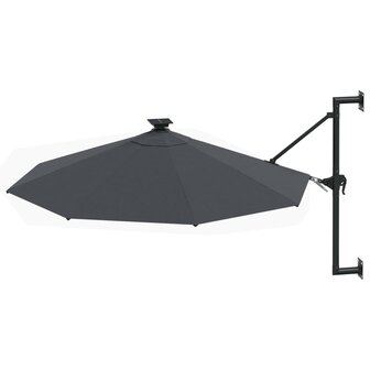 Wandparasol met LED&amp;apos;s 300 cm antracietkleurig 3