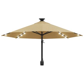 Wandparasol met LED&amp;apos;s 300 cm taupe 4