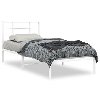 Bedframe met hoofdbord metaal wit 90x190 cm 2
