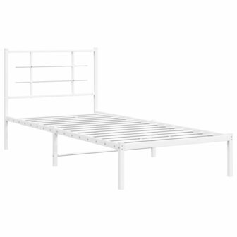 Bedframe met hoofdbord metaal wit 90x190 cm 3