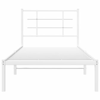 Bedframe met hoofdbord metaal wit 90x190 cm 5
