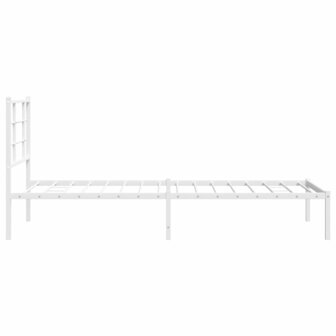 Bedframe met hoofdbord metaal wit 90x190 cm 6