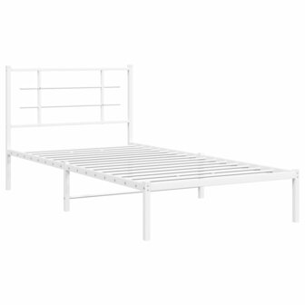 Bedframe met hoofdbord metaal wit 100x200 cm 3