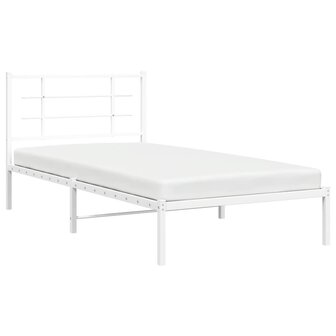 Bedframe met hoofdbord metaal wit 100x200 cm 4
