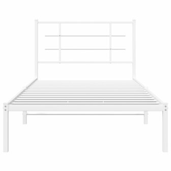 Bedframe met hoofdbord metaal wit 100x200 cm 5