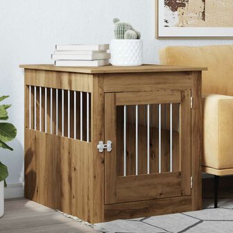 Hondenbench 64,5x80x71 cm bewerkt hout artisanaal eikenkleur 3