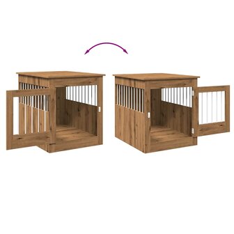 Hondenbench 64,5x80x71 cm bewerkt hout artisanaal eikenkleur 8