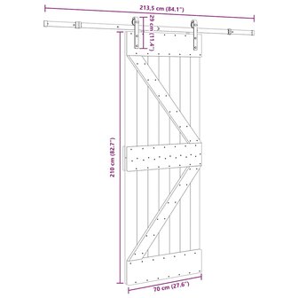 Schuifdeur met beslag 70x210 cm massief grenenhout 8