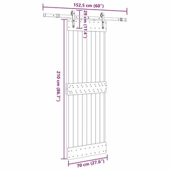 Schuifdeur met beslag 70x210 cm massief grenenhout 8