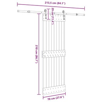 Schuifdeur met beslag 70x210 cm massief grenenhout 8