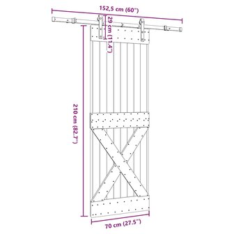 Schuifdeur met beslag 70x210 cm massief grenenhout 8