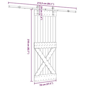 Schuifdeur met beslag 70x210 cm massief grenenhout 8