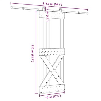 Schuifdeur met beslag 70x210 cm massief grenenhout 8