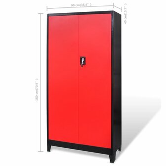 Gereedschapskast met kist 90x40x180 cm staal rood en zwart 8