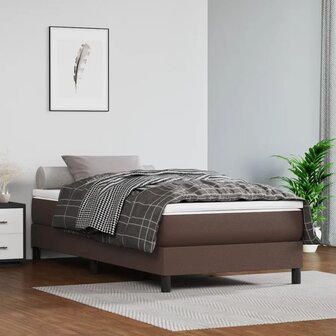 Pocketveringmatras 90x200x20 cm kunstleer bruin 1