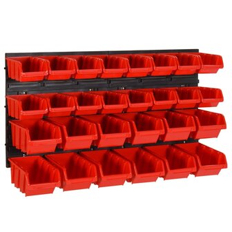 30-delige Sorteersysteemset 77x39 cm polypropeen rood en zwart 1