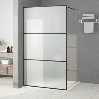 Inloopdouchewand 115x195 cm mat ESG-glas zwart 1
