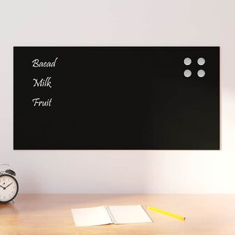 Magneetbord voor aan de wand 80x40 cm gehard glas zwart 1