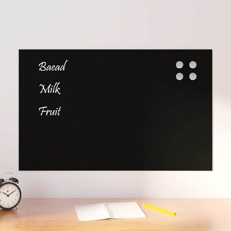 Magneetbord voor aan de wand 80x50 cm gehard glas zwart 1