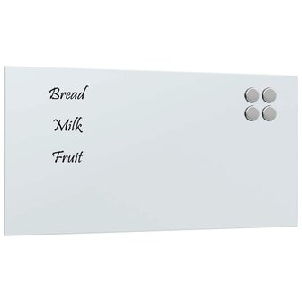 Magneetbord voor aan de wand 80x40 cm gehard glas wit 2