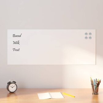 Magneetbord voor aan de wand 100x40 cm gehard glas wit 1