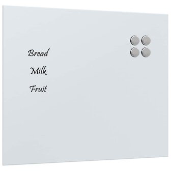 Magneetbord voor aan de wand 60x50 cm gehard glas wit 2