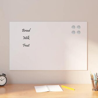 Magneetbord voor aan de wand 80x50 cm gehard glas wit 1