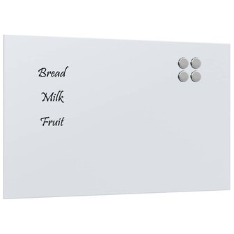 Magneetbord voor aan de wand 80x50 cm gehard glas wit 2