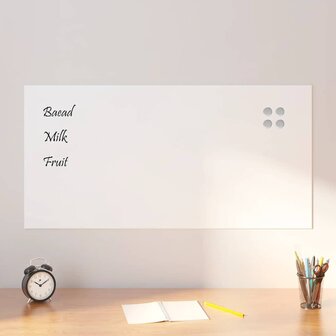 Magneetbord voor aan de wand 100x50 cm gehard glas wit 1