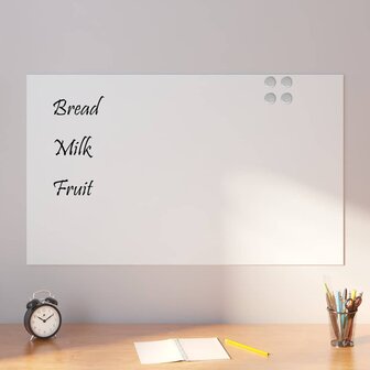 Wandmagneetbord 100x60 cm gehard glas wit 1