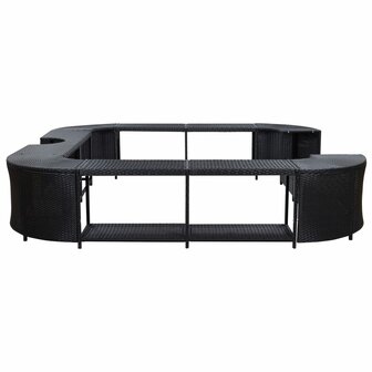 Spa-ombouw vierkant 268x268x55 cm poly rattan zwart 4